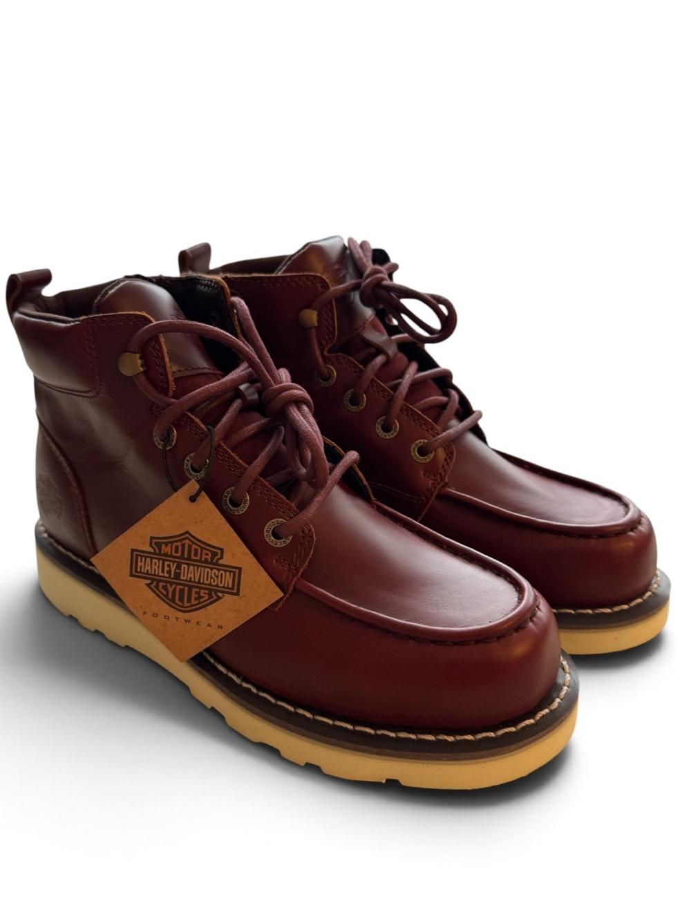 NWT Harley-Davidson Denway Brown Leather Moto Boots 8.5